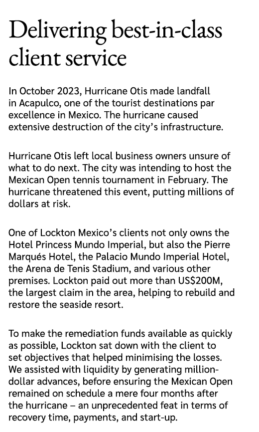 Delivering best in class client service In October 2023, Hurricane Otis made landfall in Acapulco, one of the tourist...