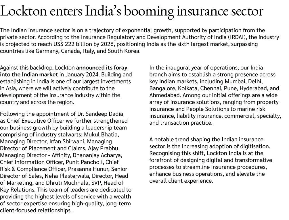 Lockton enters India’s booming insurance sector The Indian insurance sector is on a trajectory of exponential growth,...